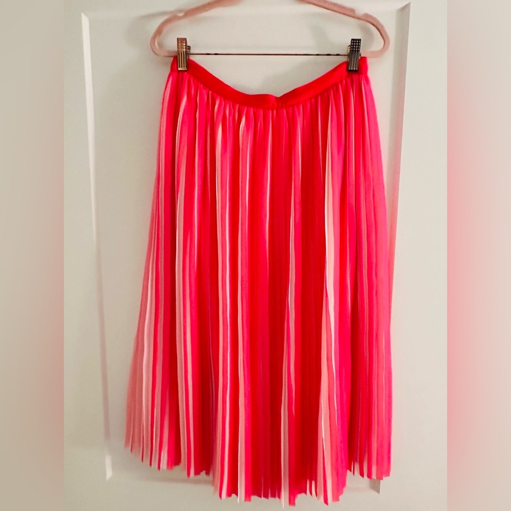 J. Crew Pleated Midi Skirt in Peekaboo Stripe size 4 pink - Picture 4 of 5